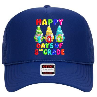 Happy 100th Day Of School Third 3rd Grade Gnome Teacher Cool Gift High Crown Mesh Back Trucker Hat