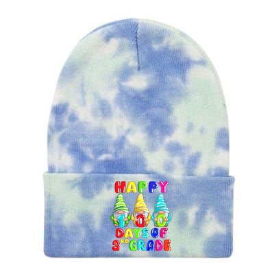 Happy 100th Day Of School Third 3rd Grade Gnome Teacher Cool Gift Tie Dye 12in Knit Beanie