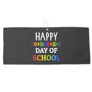 Happy 100th Day Of School With Math Formula For 100 Days Great Gift Large Microfiber Waffle Golf Towel