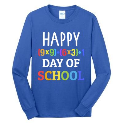 Happy 100th Day Of School With Math Formula For 100 Days Great Gift Tall Long Sleeve T-Shirt