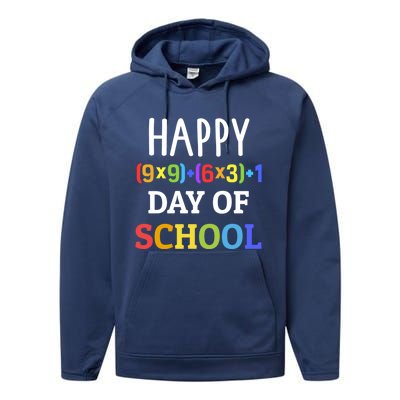 Happy 100th Day Of School With Math Formula For 100 Days Great Gift Performance Fleece Hoodie