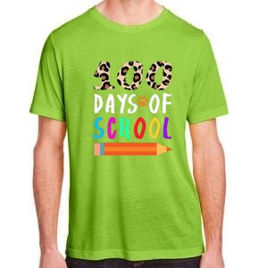 Happy 100th Day Of School Teacher 100 Days Rainbow Leopard Adult ChromaSoft Performance T-Shirt