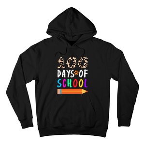 Happy 100th Day Of School Teacher 100 Days Rainbow Leopard Hoodie