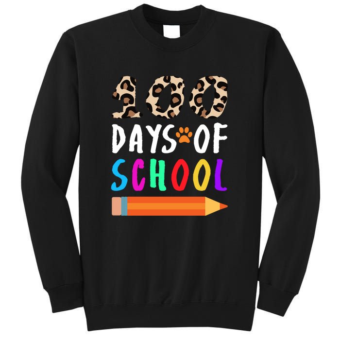 Happy 100th Day Of School Teacher 100 Days Rainbow Leopard Sweatshirt