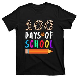 Happy 100th Day Of School Teacher 100 Days Rainbow Leopard T-Shirt