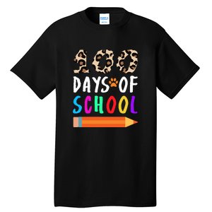 Happy 100th Day Of School Teacher 100 Days Rainbow Leopard Tall T-Shirt