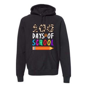 Happy 100th Day Of School Teacher 100 Days Rainbow Leopard Premium Hoodie