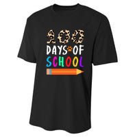 Happy 100th Day Of School Teacher 100 Days Rainbow Leopard Performance Sprint T-Shirt