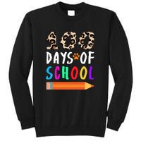 Happy 100th Day Of School Teacher 100 Days Rainbow Leopard Tall Sweatshirt