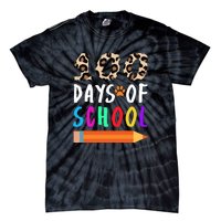 Happy 100th Day Of School Teacher 100 Days Rainbow Leopard Tie-Dye T-Shirt