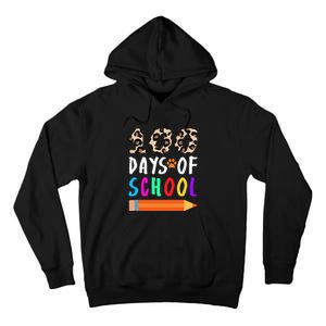 Happy 100th Day Of School Teacher 100 Days Rainbow Leopard Tall Hoodie