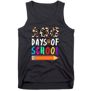 Happy 100th Day Of School Teacher 100 Days Rainbow Leopard Tank Top