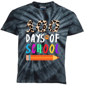 Happy 100th Day Of School Teacher 100 Days Rainbow Leopard Kids Tie-Dye T-Shirt