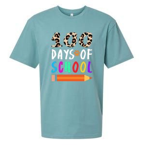 Happy 100th Day Of School Teacher 100 Days Rainbow Leopard Sueded Cloud Jersey T-Shirt