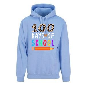 Happy 100th Day Of School Teacher 100 Days Rainbow Leopard Unisex Surf Hoodie