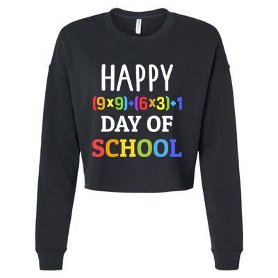Happy 100th Day Of School With Math Formula For 100 Days Gift Cropped Pullover Crew