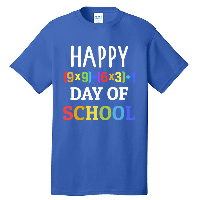 Happy 100th Day Of School With Math Formula For 100 Days Gift Tall T-Shirt