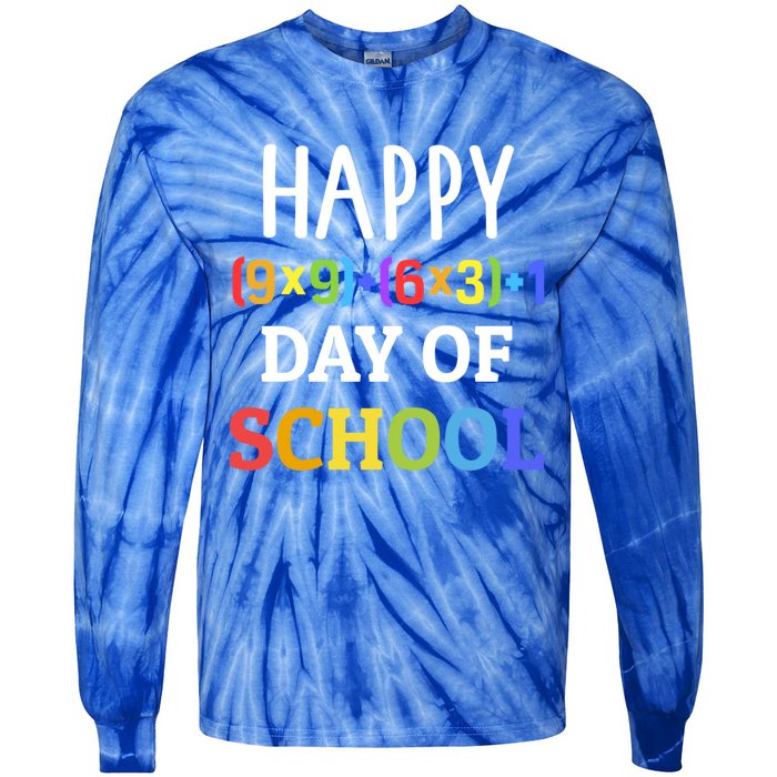 Happy 100th Day Of School With Math Formula For 100 Days Gift Tie-Dye Long Sleeve Shirt