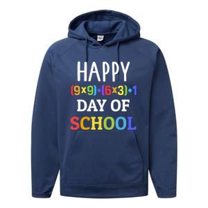 Happy 100th Day Of School With Math Formula For 100 Days Gift Performance Fleece Hoodie