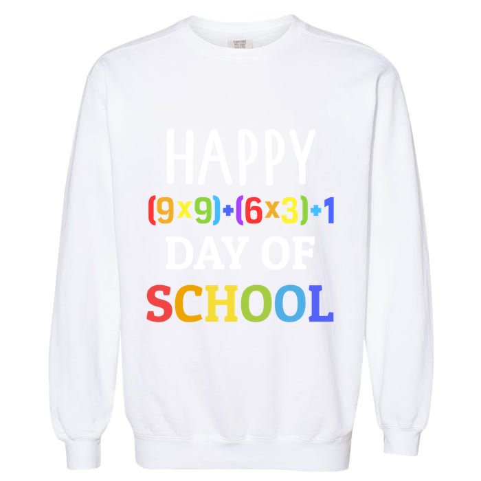 Happy 100th Day Of School With Math Formula For 100 Days Gift Garment-Dyed Sweatshirt