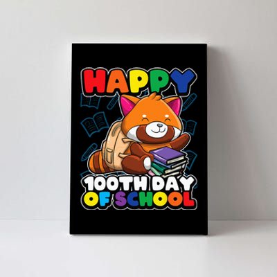 Happy 100th Day Of School Cute Red Panda Animal Bear Canvas