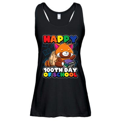 Happy 100th Day Of School Cute Red Panda Animal Bear Ladies Essential Flowy Tank