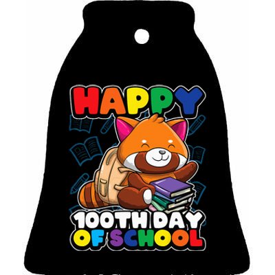 Happy 100th Day Of School Cute Red Panda Animal Bear Ceramic Bell Ornament