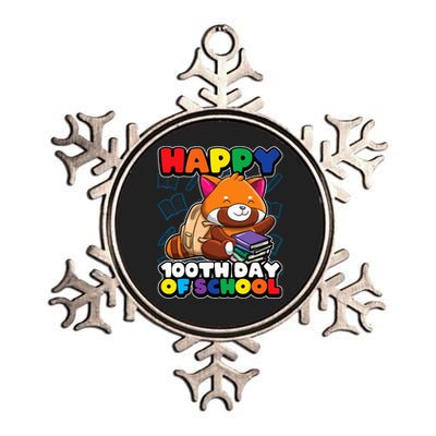 Happy 100th Day Of School Cute Red Panda Animal Bear Metallic Star Ornament