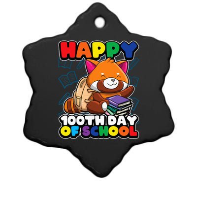 Happy 100th Day Of School Cute Red Panda Animal Bear Ceramic Star Ornament