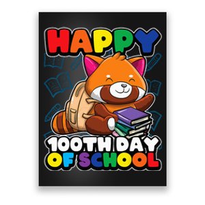 Happy 100th Day Of School Cute Red Panda Animal Bear Poster