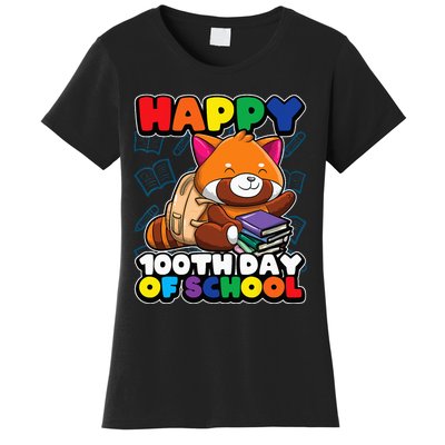 Happy 100th Day Of School Cute Red Panda Animal Bear Women's T-Shirt