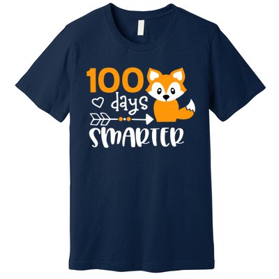 Happy 100 Days Of School Smarter Funny Cute Fox Teacher Premium T-Shirt