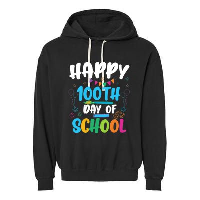 Happy 100th Day Of School For Teacher Or Child Garment-Dyed Fleece Hoodie