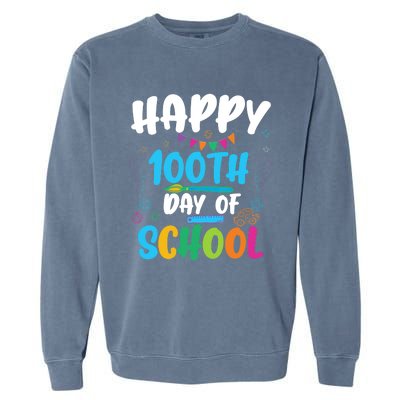 Happy 100th Day Of School For Teacher Or Child Garment-Dyed Sweatshirt