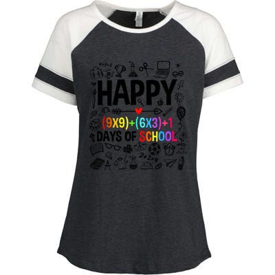 Happy 100 Days Of School Math Formula Enza Ladies Jersey Colorblock Tee