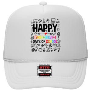 Happy 100 Days Of School Math Formula High Crown Mesh Back Trucker Hat