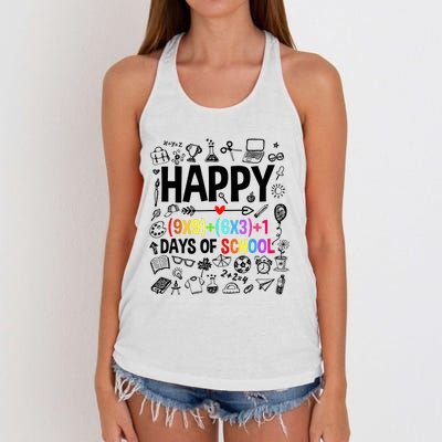 Happy 100 Days Of School Math Formula Women's Knotted Racerback Tank