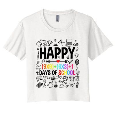 Happy 100 Days Of School Math Formula Women's Crop Top Tee