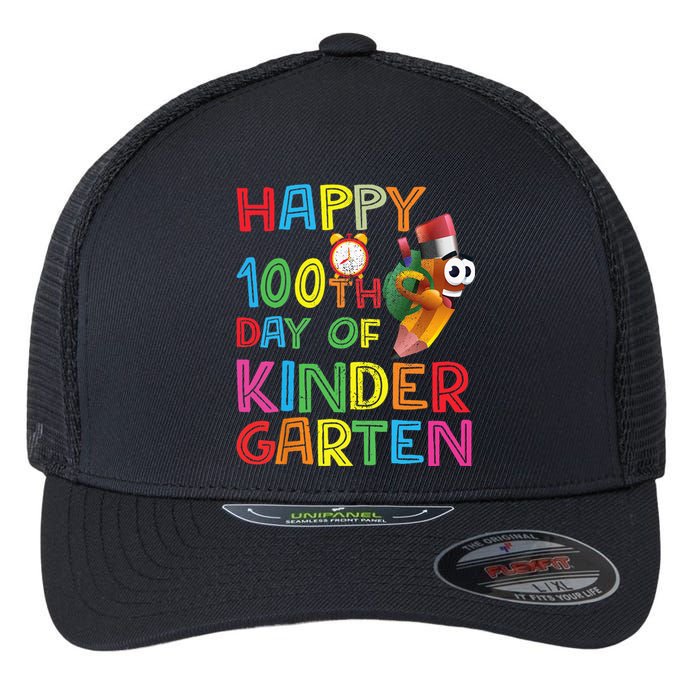 Happy 100 Days Kindergarten School Teacher Student 100th Day Flexfit Unipanel Trucker Cap