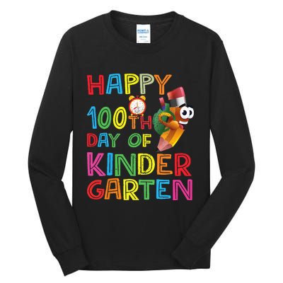 Happy 100 Days Kindergarten School Teacher Student 100th Day Tall Long Sleeve T-Shirt