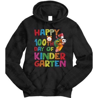 Happy 100 Days Kindergarten School Teacher Student 100th Day Tie Dye Hoodie