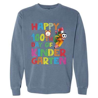 Happy 100 Days Kindergarten School Teacher Student 100th Day Garment-Dyed Sweatshirt