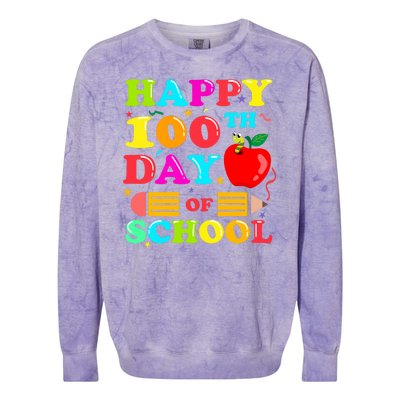 Happy 100th Days Of School Celebration Colorblast Crewneck Sweatshirt