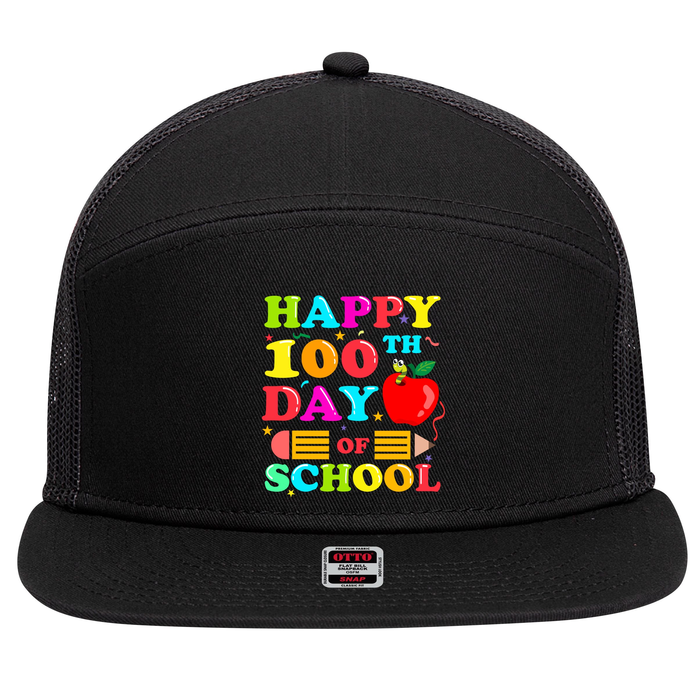 Happy 100th Days Of School Celebration 7 Panel Mesh Trucker Snapback Hat