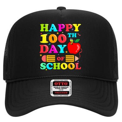 Happy 100th Days Of School Celebration High Crown Mesh Back Trucker Hat