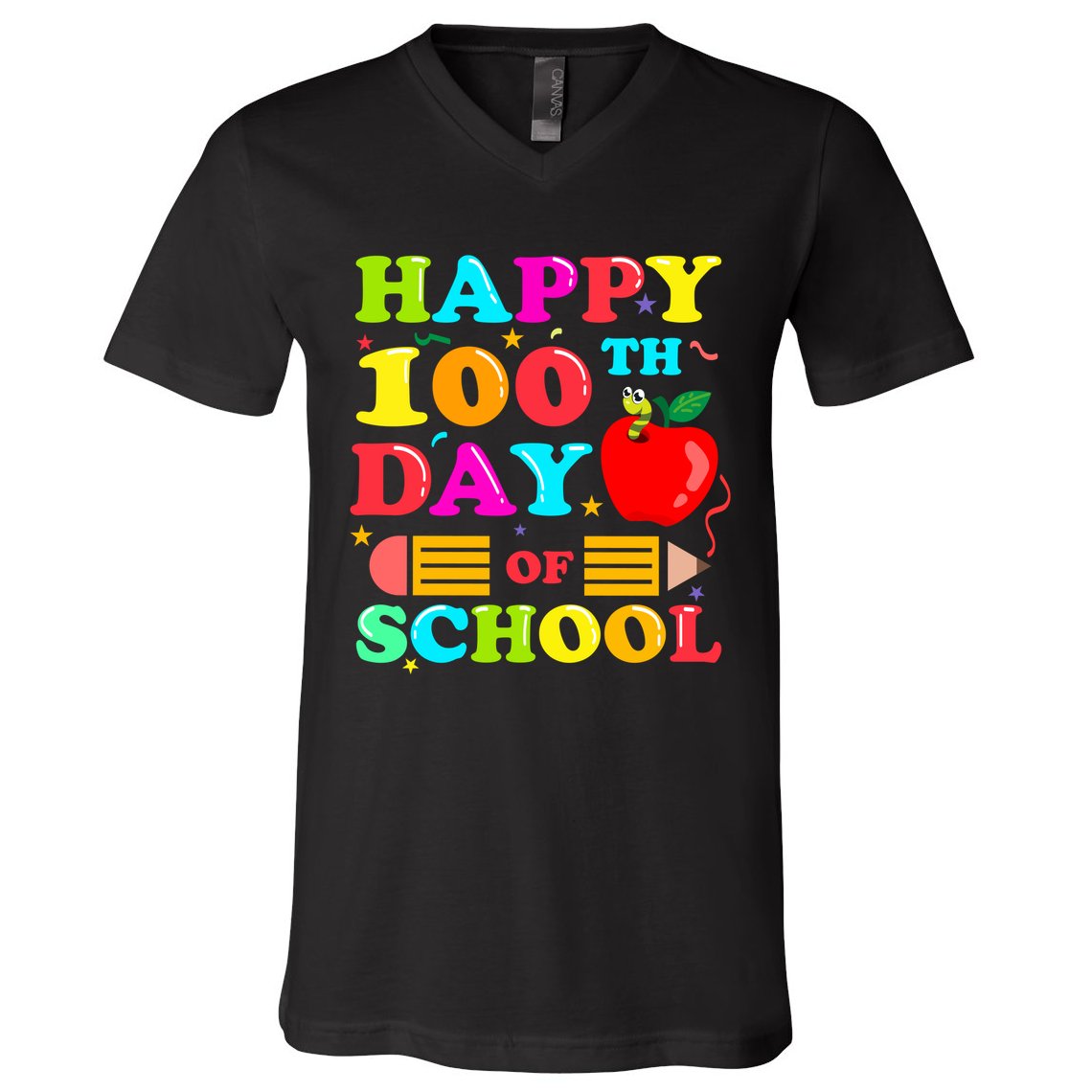 Happy 100th Days Of School Celebration V-Neck T-Shirt