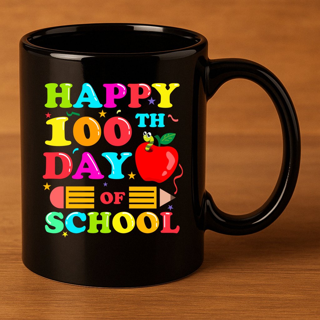 Happy 100th Days Of School Celebration 11oz C Handle Ceramic Mug