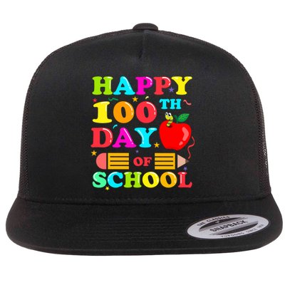 Happy 100th Days Of School Celebration Flat Bill Trucker Hat