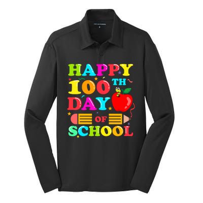 Happy 100th Days Of School Celebration Silk Touch Performance Long Sleeve Polo