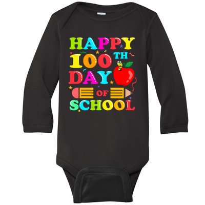 Happy 100th Days Of School Celebration Baby Long Sleeve Bodysuit